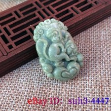 Green Natural Real Jade Chinese Zodiac Pendant Necklace Carved Jewelry Stone