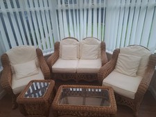 Rattan Style Furniture: Sofa and 2 Chairs Set for Conservatory