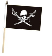Pirate Brethren of the Coast Large Hand Flag With Wooden Pole (18" x 12)