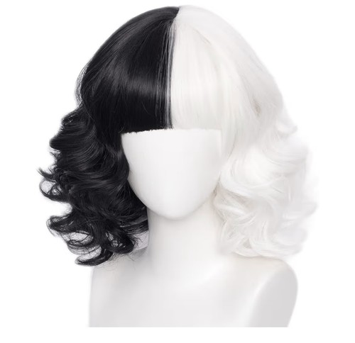 Cruella wavy black white two - white,