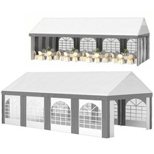 Outsunny 8 x 4m Party Tent, Marquee Gazebo with Sides, Windows and Double Doors