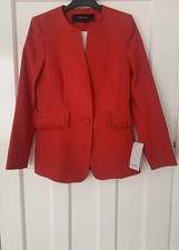 ZARA RED SINGLE-BREASTED SHORT BLAZER WITH FRILL POCKETS SIZE S BNWT