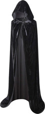 Full Length Hooded Velvet Cloak Halloween Christmas Fancy Cape Costumes 59" (Bla