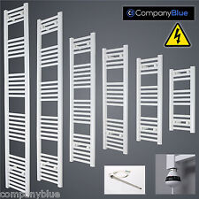 300mm Wide Electric White Heated Towel Rail Radiator Straight Ladder Pre-filled