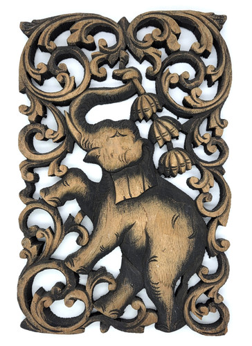 Vintage carved wooden elephant - wooden,