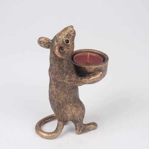 Resin bronze mouse - bronze, tealight