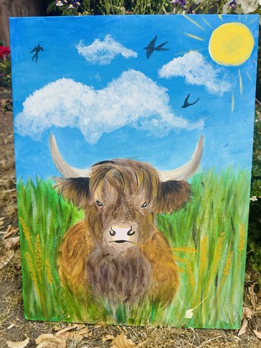 Hand painted highland cow - painted,
