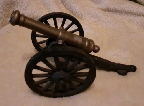 Vintage brass cannon with cast - vintage,