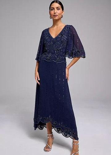 Together navy beaded low - beaded, hi-low