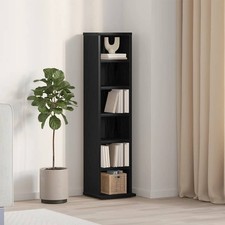 CD Cabinet Black Oak 21x20x88 cm Media Storage Tower Engineered Wood