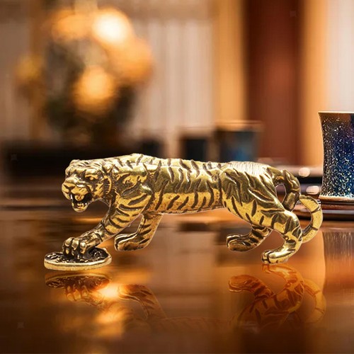 Brass tiger statue - brass,