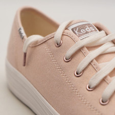 Pink Trainers Keds Womens Triple Kick Pink Rose Gold Metallic Canvas Classic 