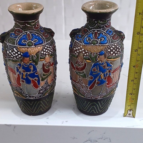 Pair hand painted - painted, satsuma