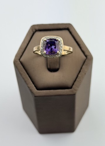 Amethyst and diamond 9ct - and, gold