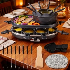 1.3L Electric Non Stick Fondue Set & 8 Forks Cheese Chocolate Melter Melting Pot