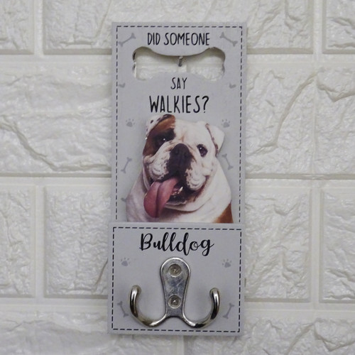 Bulldog dog lead hook - bulldog, twin