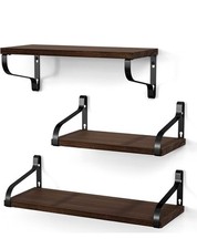 Rustic Shelves, Decorative Wall Shelf Set of 3, Floating Shelves Weathered Brown
