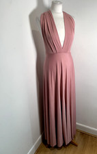 In One Clothing Multiway Maxi Dress S Small VGC dusky pink bridesmaid gown wrap