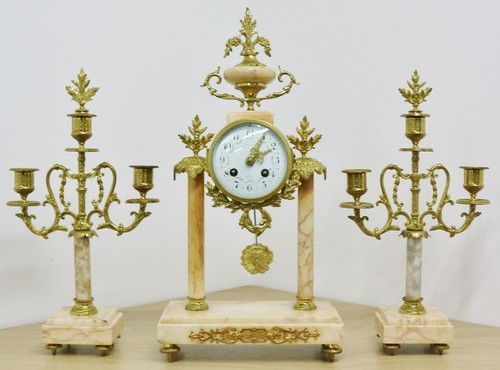 Antique french marble brass - french, &