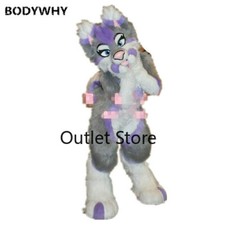 Long Fur Husky Fox Dog Mascot Costume Cosplay Party Outfit Carnival Fursuit
