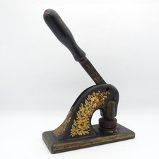 Antique Victorian Cast Iron Embossing Press Black Gold