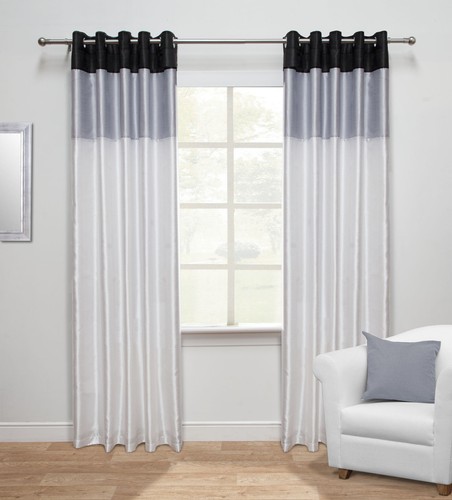 Faux silk curtains striped - silk,