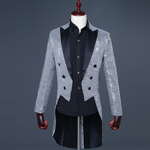 Men shiny sequin jacket coat - shiny,