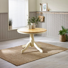 Bude Solid Wood 106cm Round Rustic Dining Table French Cottage