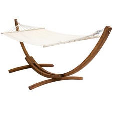Charles Bentley Garden Hammock With Wooden Arc Stand One Person - Cream