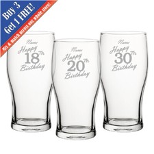 Personalised Engraved Pint Glass Birthday Message, Gift Boxed