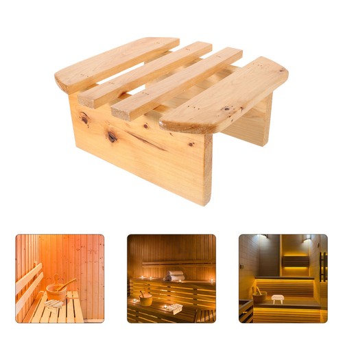 Beige wooden foot stool - wooden, for