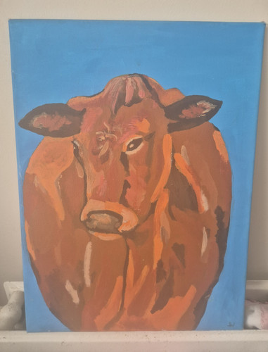 Painting cow - painting, of