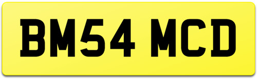 Car reg number plate - plate, bm54