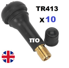 10x TR413 Tubeless Tyre Valves & Dust Caps Rubber Snap In Car Bike Wheel Quality