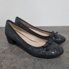  CARVELA KURT GEIGER BLACK GLITTER LOW HEEL BALLET SLIP ON SHOES UK 6