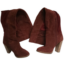 Burgundy Suede Over The Knee Boots 5 size 38