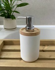 White Bamboo/Ceramic Soap Dispenser
