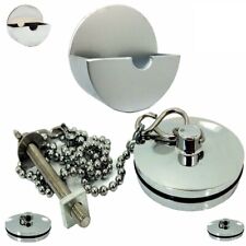CHROME PLUG 38mm/44mm CHAIN/TIDY Sink/Basin/Bath Bathroom Kitchen SMALL/LARGE
