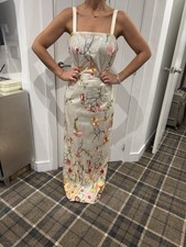 LIPSY SIZE 14 DRESS PREMIUM CREAM SEQUIN FLORAL MIDAXI BODYCON  NEW WITH TAGS