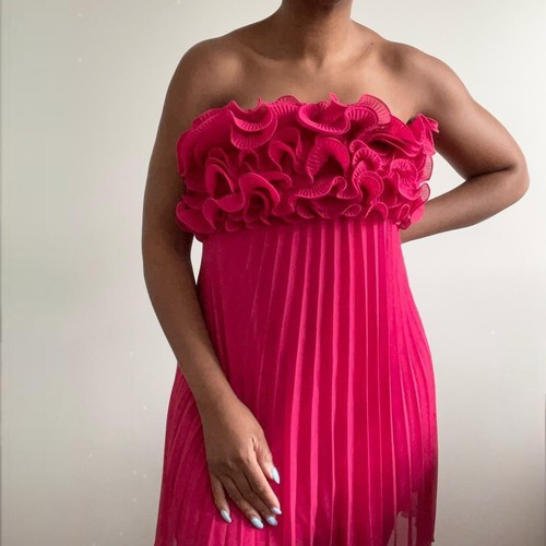 Zara pink pleated ruffled mini - pleated,