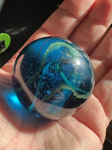 Large blue yellow - blue,, glass