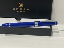 Cross Polished Blue with Silver Chrome Trim Bailey Light Rollerball Pen With Box