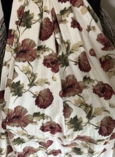 LOVELY ASHLEY WILDE CREAM JACQUARD CURTAINS WITH TERRACOTTA FLOWERS