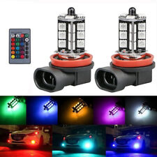 2x H11 H9 H8 5050 27SMD RGB Remote Control Car Headlight Fog Light Lamp LED Bulb