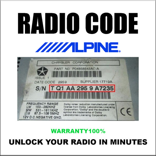 Alpine radio code unlock - &,