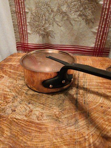 Antique french copper saucepan - french,