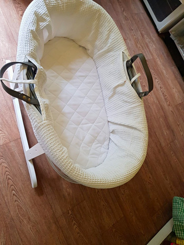White wicker oval moses basket - white,