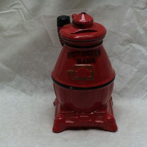 Vintage pot belly stove bank - vintage,