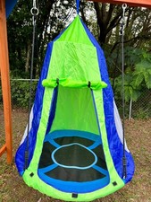 Kids 2 In 1 Tree Swing Tent Hanging Rope Swing Chair Set Play House Hammock Nest
