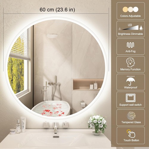 Round bathroom mirror with led - bathroom,